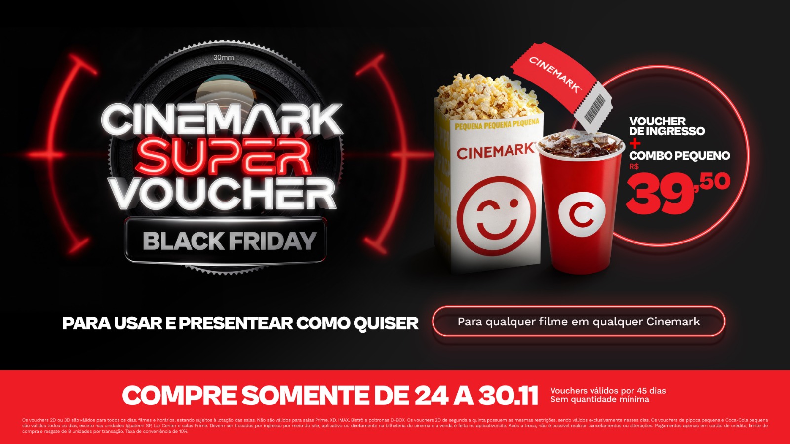 Imagem de Black Friday Cinemark lança categoria "Super Voucher" com ingresso e combo de pipoca por apenas R$ 39,50
